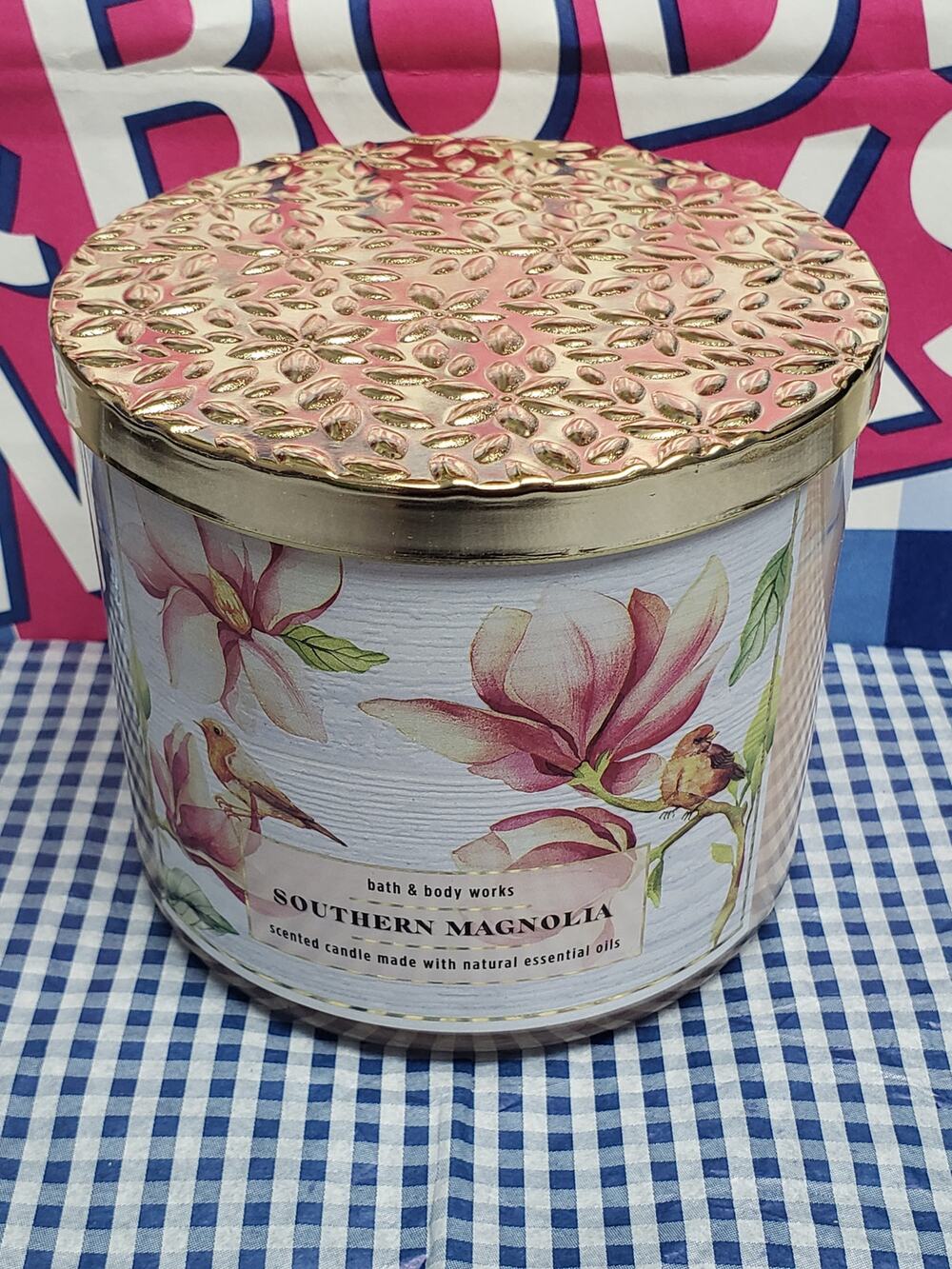 BBW Southern Magnolia Large 3 Wick Candle Home Fragrance Decor